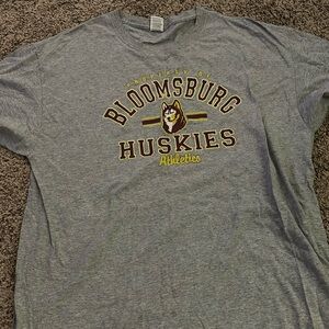 Bloomsburg T-shirt grey with maroon and gold print on the T-shirt